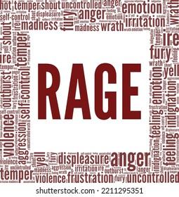 Rage word cloud conceptual design isolated on white background.