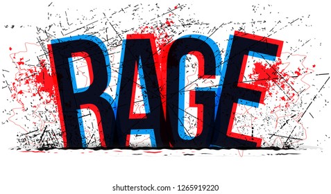 Rage word vector, creative illustration.