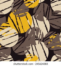 Ragged circles in chaos, seamless vector background.