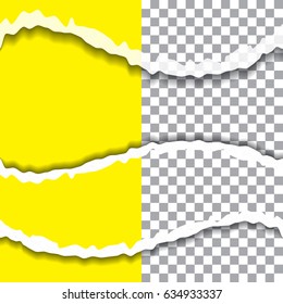 Ragged edges of the paper on a transparent background. Template for design.