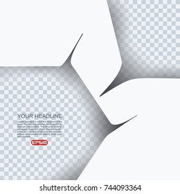 Ragged edges of white paper background for your design. Vector illustration.