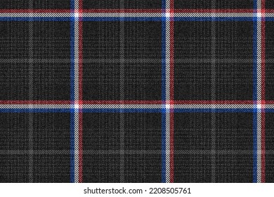 ragged fabric seamless texture blue white red france netherlands flag stripes on black with gray threads for gingham, plaid, tablecloths, shirts, tartan, clothes, dresses, bedding, blankets, tweed