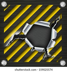 ragged hole on the technological background