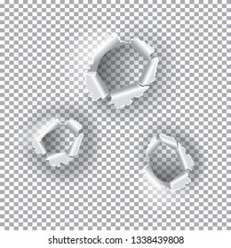 Ragged Hole Set. Ripped Paper on Transparent Background. Vector Illustration. Torn Gap Paper.