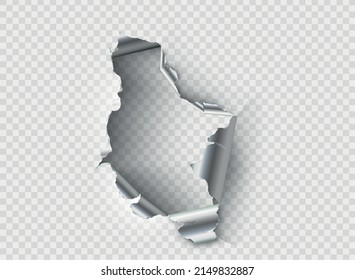 ragged Hole torn in ripped metal on transparent background