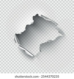 ragged Hole torn in ripped metal on transparent background. Vector illustration