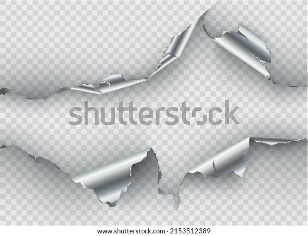 ragged Hole torn in ripped metal on\
transparent background