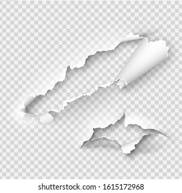ragged Hole torn in ripped paper on transparent background
