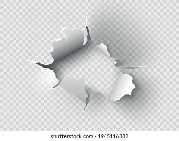 ragged Hole torn in ripped paper on transparent background