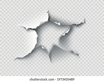 ragged Hole torn in ripped paper on transparent background