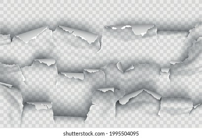 ragged Hole torn in ripped paper on transparent background