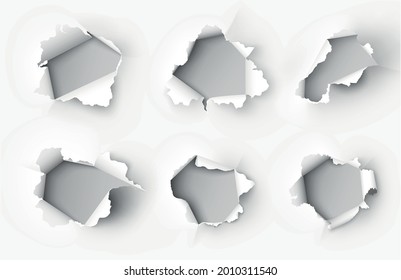 ragged Hole torn in ripped paper on transparent background