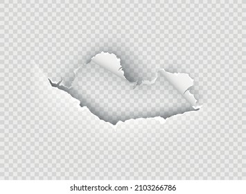 ragged Hole torn in ripped paper on transparent background