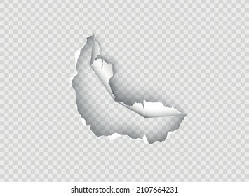 Agujero rasgado en papel rasgado sobre fondo transparente