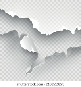 ragged Hole torn in ripped paper on transparent background