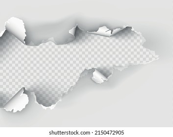 ragged Hole torn in ripped paper on transparent background