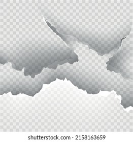 ragged Hole torn in ripped paper on transparent background
