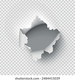 ragged Hole torn in ripped paper on transparent background. Vector illustration