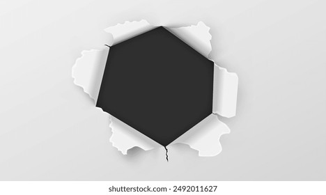 Ragged Hole torn in ripped paper. Vector illustration