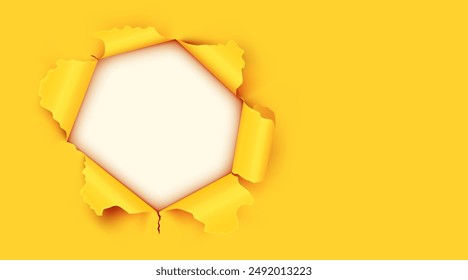 Ragged Hole torn in ripped paper. Vector illustration