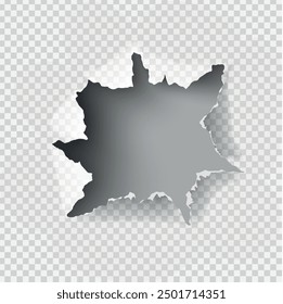 ragged Hole torn in ripped paper on transparent background. Vector illustration
