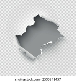 ragged Hole torn in ripped paper on transparent background. Vector illustration