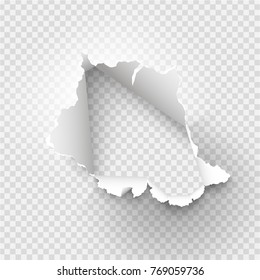 ragged Hole torn in ripped paper on transparent background