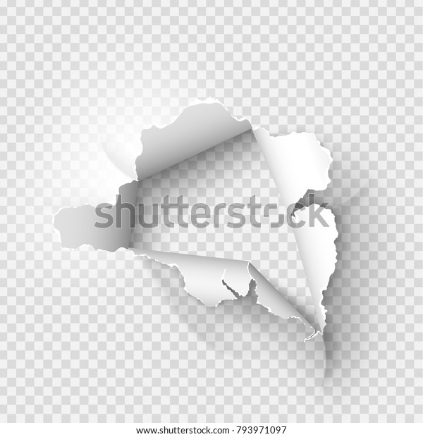 ragged Hole torn in ripped paper on\
transparent background