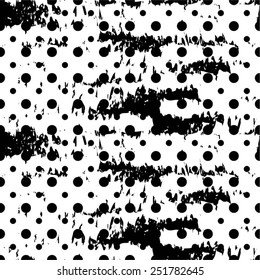 Ragged monochrome dot pattern, seamless vector background.