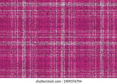 textura de tela antigua andrajosa rosa brillante con rayas blancas ornamento repetible de gingham tradicional a cuadros para manteles, camisas, ropa, vestidos, ropa de cama, tartán