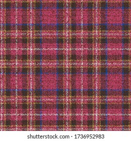 ragged old pink Scottish tartan traditional clan ornament repeatable pattern, textile texture for plaid, tablecloths, shirts, clothes, dresses, bedding. editable vector illustration