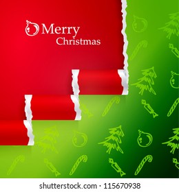 Ragged paper with christmas pattern. Eps10 vector.