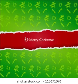 Ragged paper with christmas pattern. Eps10 vector.