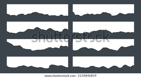 Ragged
paper edge borders vector collection. White shred fragments set.
Cardboard or paper ripped edges with shadows 3D design. Grunge
teared page strip pieces. Blank divider
fragments.