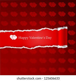 Ragged paper with pattern of hearts. Eps10 vector.
