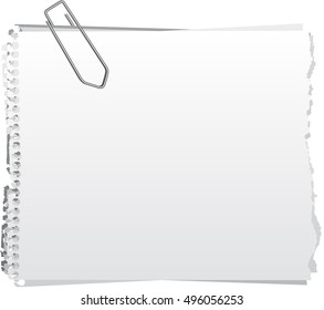 A ragged paper slip with a paper clip