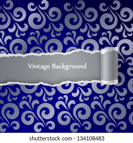Ragged paper with vintage pattern. Eps10 vector.