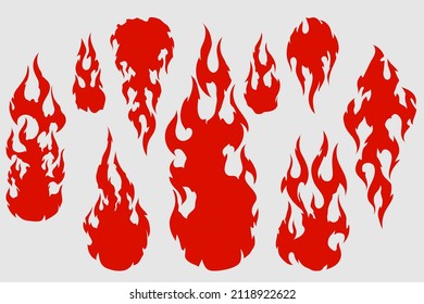 ragged red flame, old school styled vector elements, isolated vector illustrations