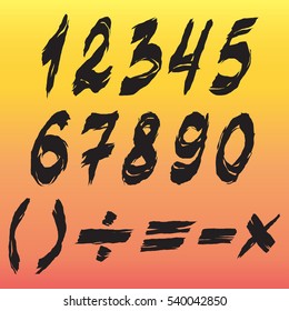 ragged style arabic numerals and other elements on gradient background