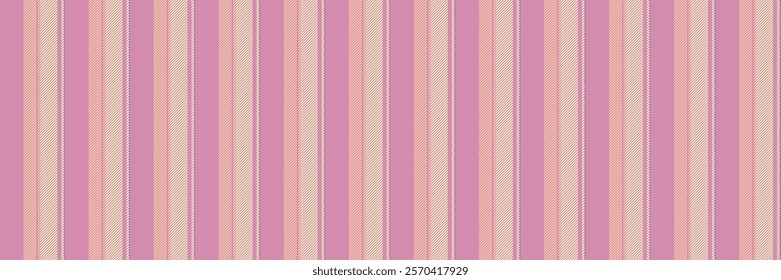 Ragged textile stripe texture, finish seamless vector vertical. Artwork lines pattern fabric background in pink and light colors palette.