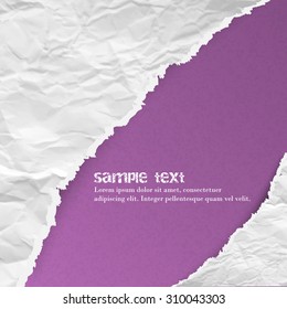 Ragged torn paper on purple background/vector illustration for your creative design.