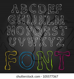 Ragged vector font hand written with touch strokes