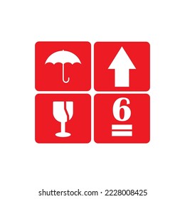 ragile flat icon with crack and black frame isolated on white background. Fragile package symbol. Label vector illustration