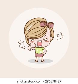 Raging, Angry Girl / Lady / Woman Isolated Vector / Image / Illustration / Drawing / Cartoon / Animation
