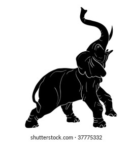 Raging Elephant Vector Illustration