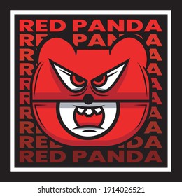 Raging red panda mascot artwork, for clothing design or other print media