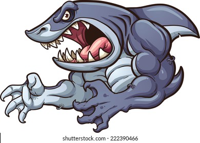 Raging strong shark. Vector clip art illustration with simple gradients. All in a single layer. 