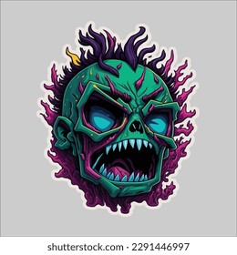 Raging Zombie Sticker in Vector