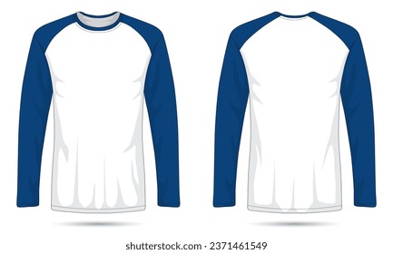 Raglan long sleeve t-shirt mockup front and back view