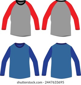 Raglan O-neck t-shirts mockup templates